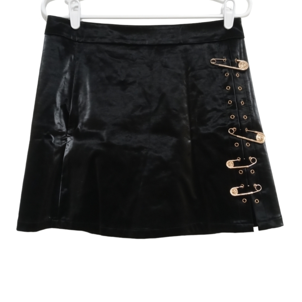 Ma Cherie Gold Safety Pin Detail Split Hem Skirt‎